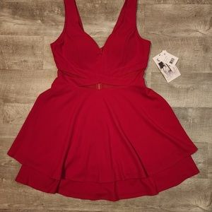 NWT Honey and Rosie Red Layered Dress With Mesh Cut Outs Size XL